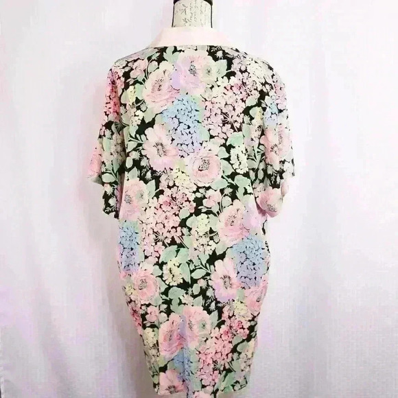 Victoria's Secret Gold Label Size P/S rose/black floral button down short sleeve - Picture 9 of 15